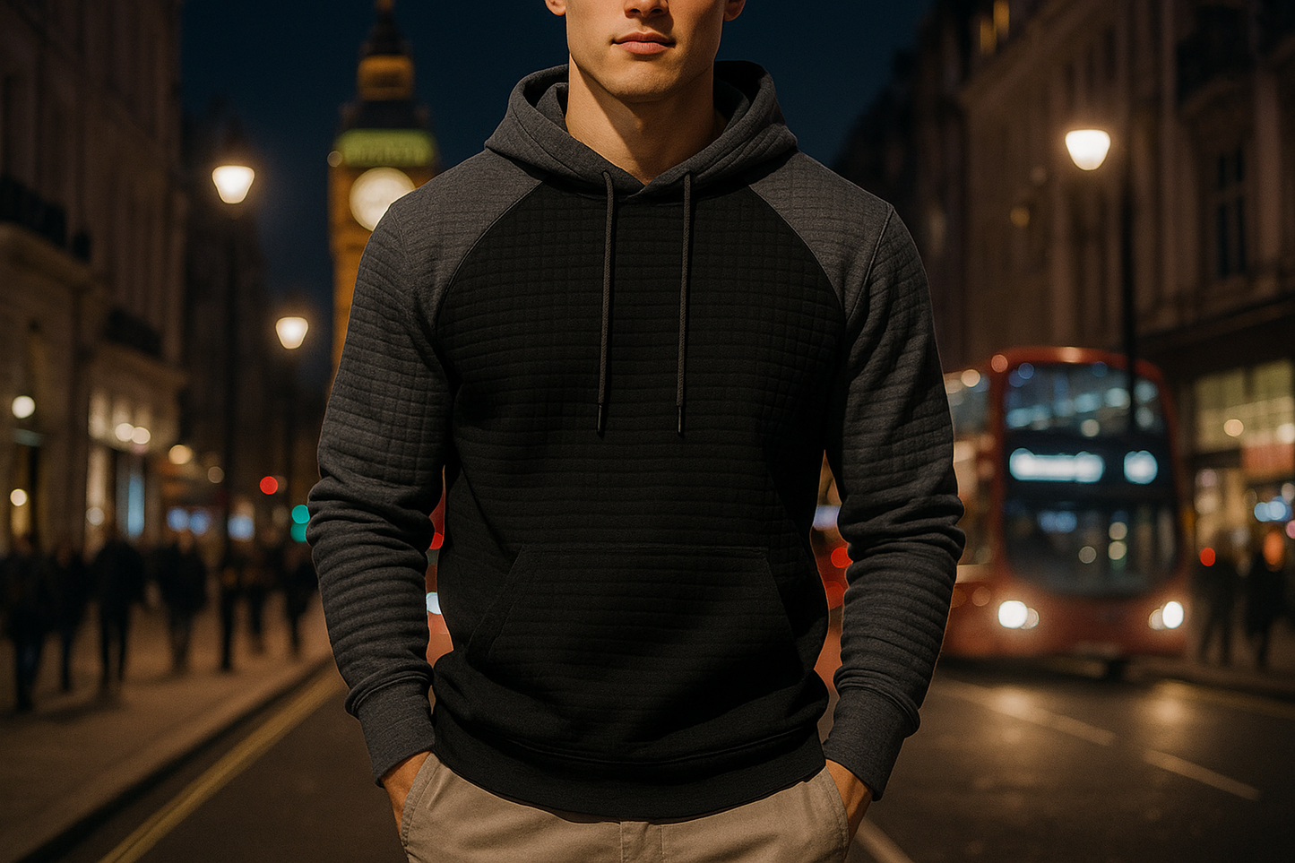 Black and Gray Hoodie with strings
