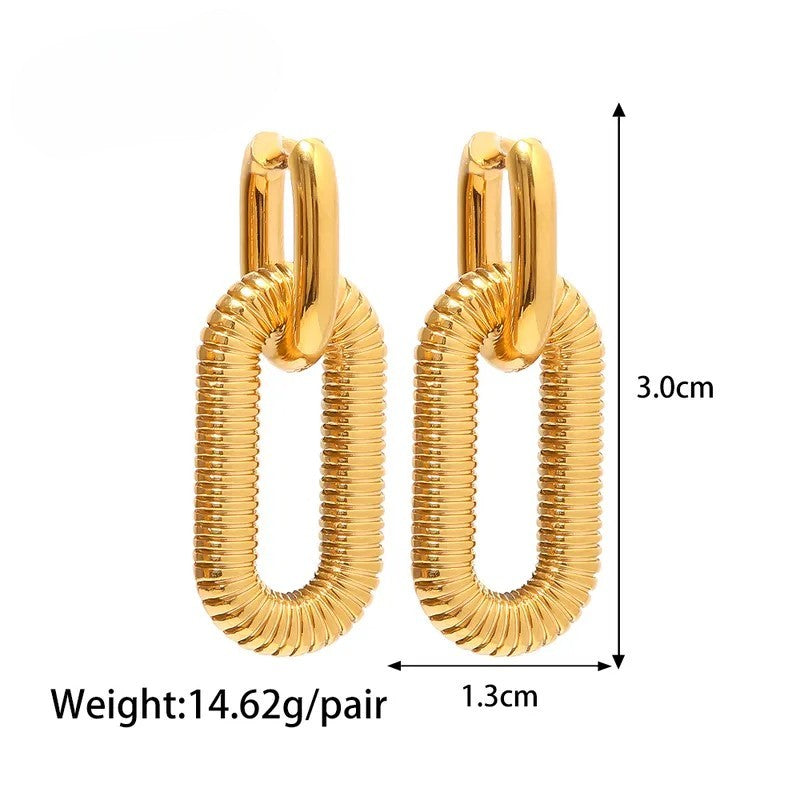 1 Pair Fashion Oval Plating Stainless Steel Drop Earrings