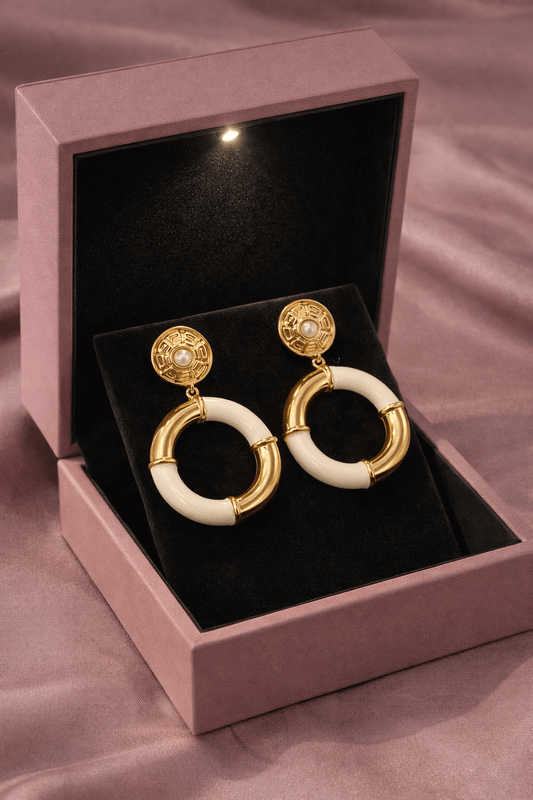 White Dangler Earings