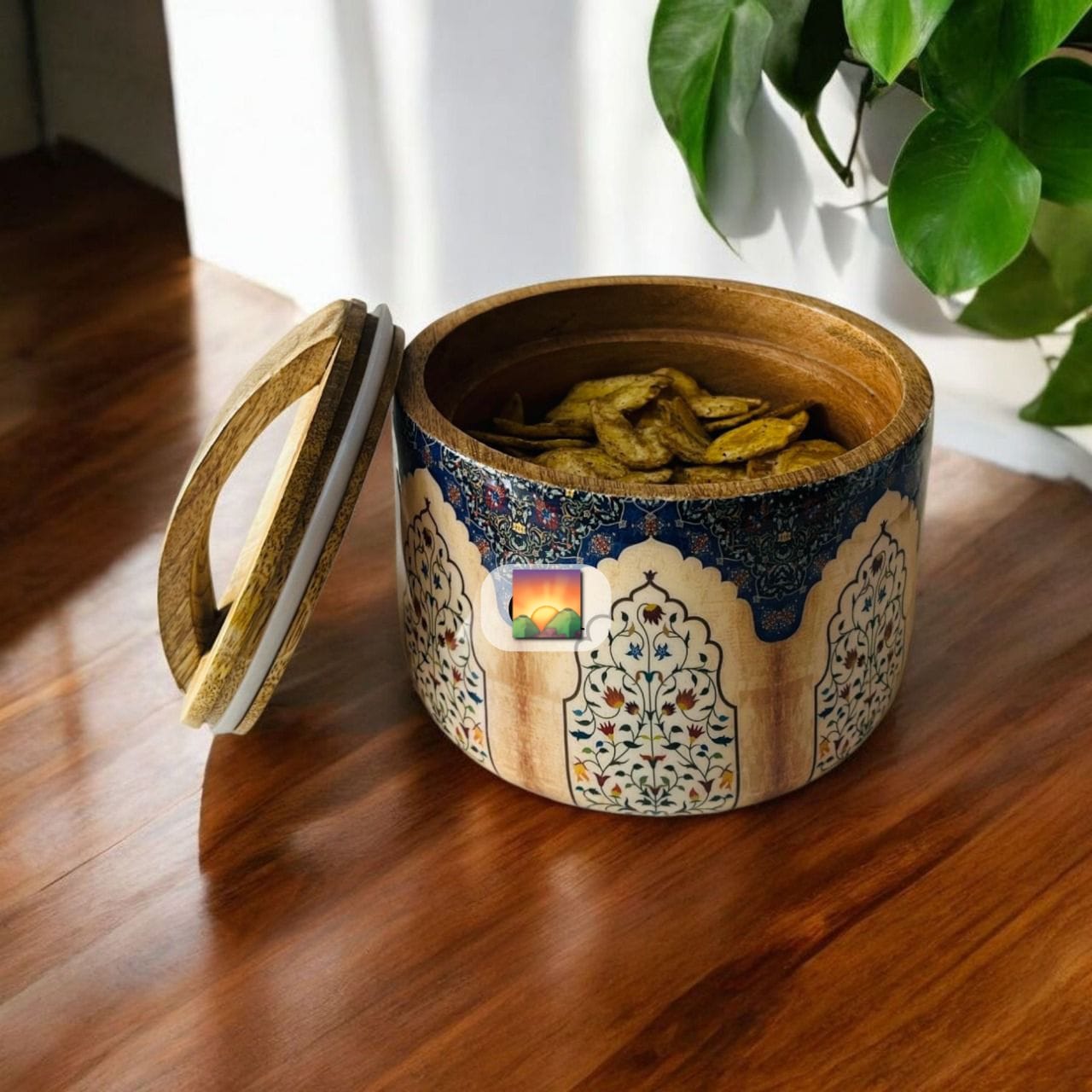 Wooden Bowl Jar With Airtight Lid

Size - 6x5 Inch

Material - Lacquer Coating on wood and Epoxy Coating on Printing