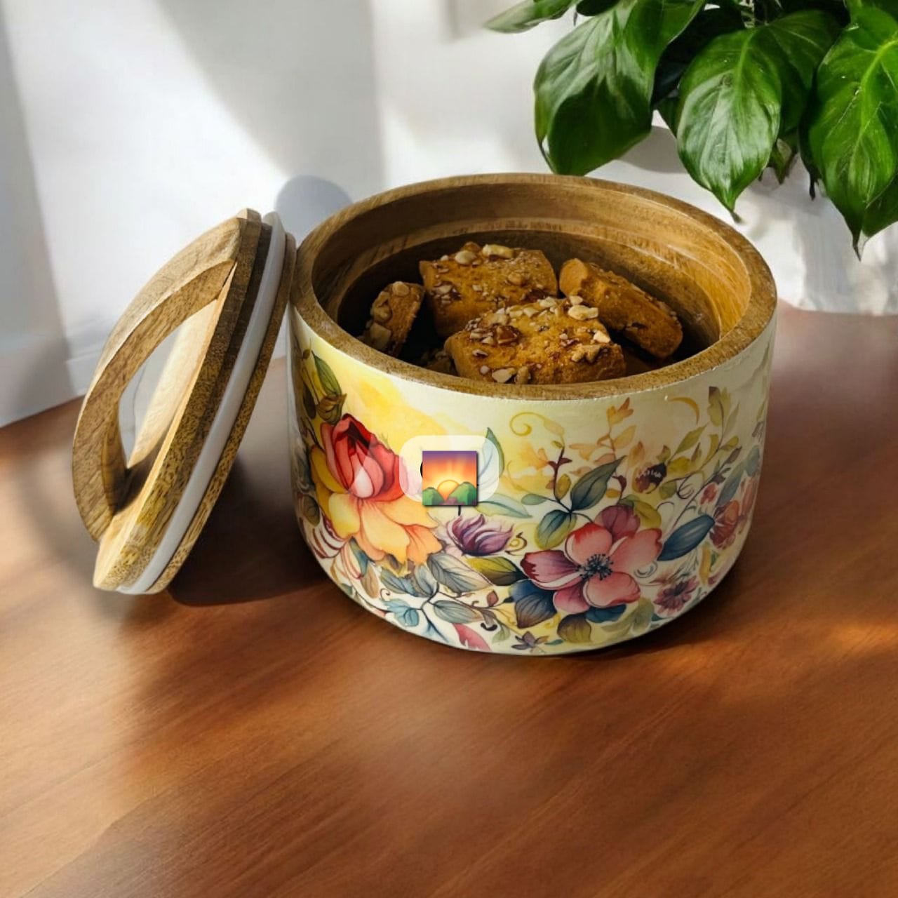 Wooden Bowl Jar With Airtight Lid

Size - 6x5 Inch

Material - Lacquer Coating on wood and Epoxy Coating on Printing